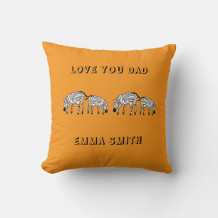 Cute and Happy Kenyan Zebras Orange Cushion