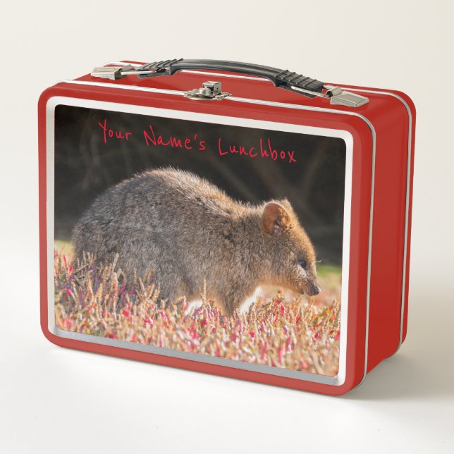 Cute and happy Quokkas with flowers in Australia Metal Lunch Box (Front)
