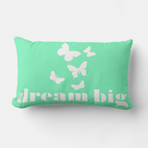 Cute and Inspirational Dream Big With Butterflies Lumbar Cushion