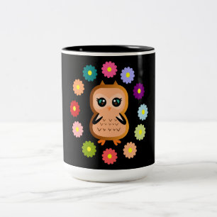 cute and kawaii owl Wild animals Colourful hoot Two-Tone Coffee Mug