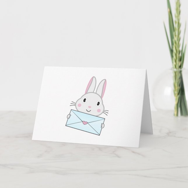Cute and lovely Bunny holding Love Letter Card (Front)