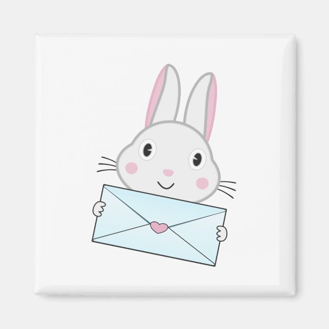 Cute and lovely Bunny holding Love Letter Magnet (Front)