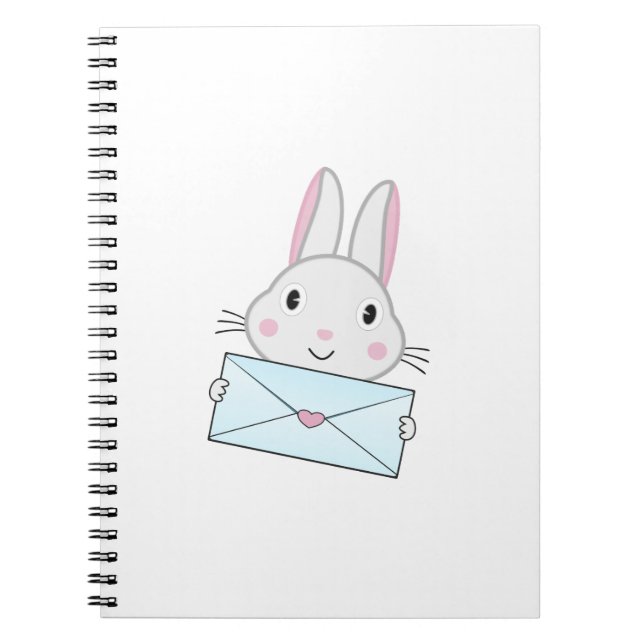 Cute and lovely Bunny holding Love Letter Notebook (Front)