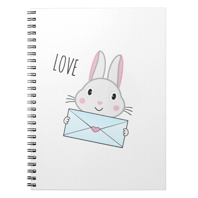 Cute and lovely Bunny holding Love Letter Notebook (Front)