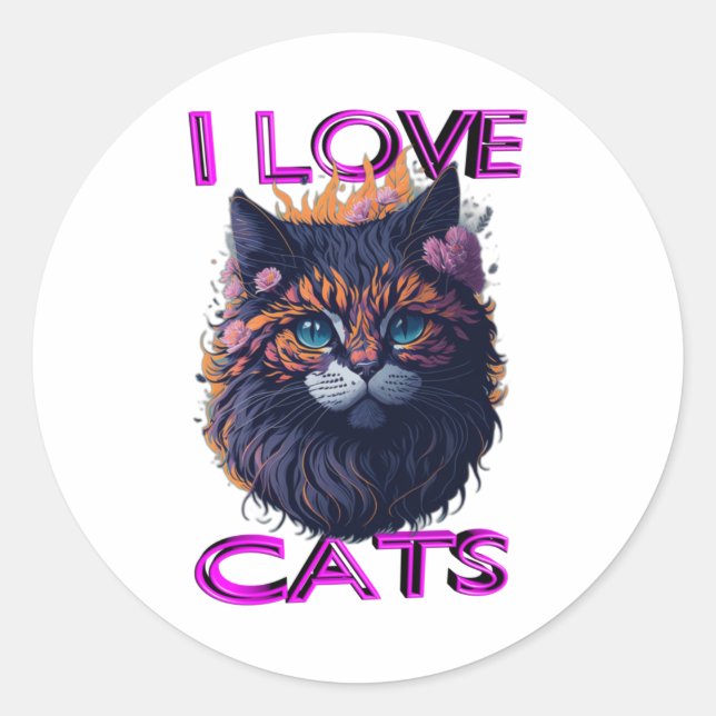 Cute and lovely cat s5 classic round sticker (Front)