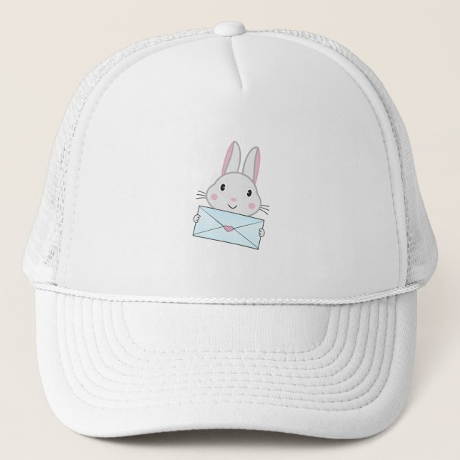 Cute and lovely Rabbit holding Love Letter Trucker Hat (Front)