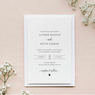 Cute and minimalist love heart wedding invitation