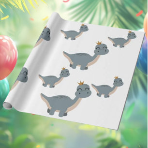 Cute and Modern Boho Dinosaur Party Wrapping Paper