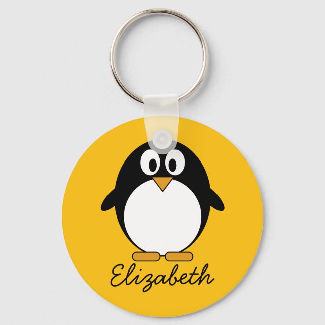 Cute and Modern Cartoon Penguin Key Ring (Front)