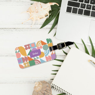 Cute and Modern Geometric Monogram Luggage Tag