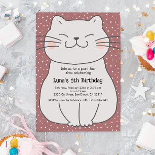 Cute and Modern Kitten Birthday Invitation