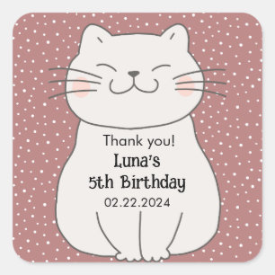 Cute and Modern Kitten Birthday  Square Sticker