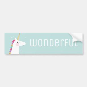 Cute and Modern Rainbow Unicorn Bumper Sticker