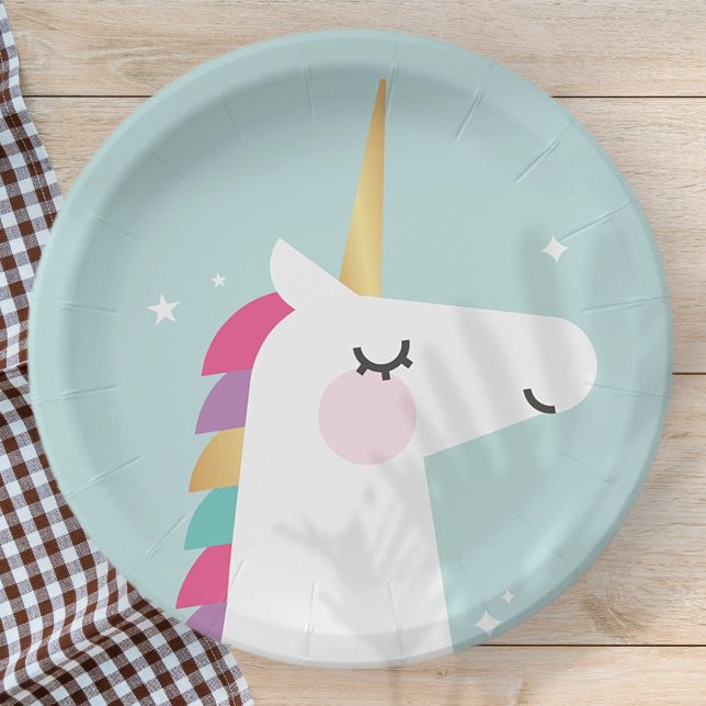Cute and Modern Rainbow Unicorn Paper Plate (Creator Uploaded)