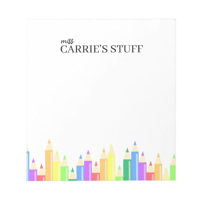 Cute and Personalised Teacher  Notepad (Front)