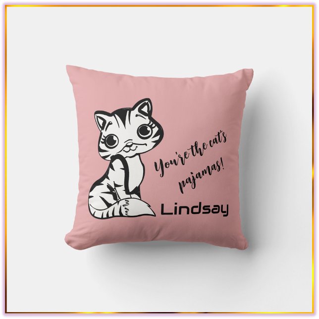 Cute and Pink Cat's Pyjamas Adorable Cushion (Creator Uploaded)