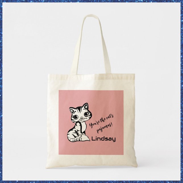 Cute and Pink Cat's Pyjamas Tote Bag (Creator Uploaded)