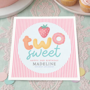 Cute and Pink Two Sweet Summer 2nd Birthday Napkin