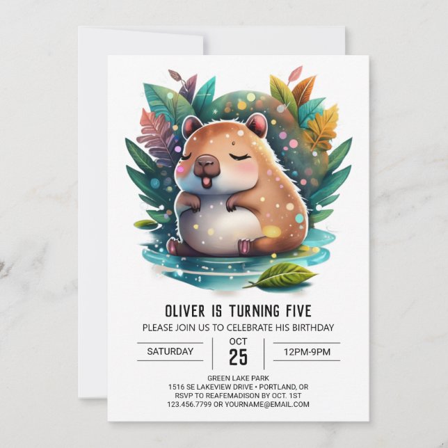 Cute and Playful Capybara Birthday Invitation (Front)