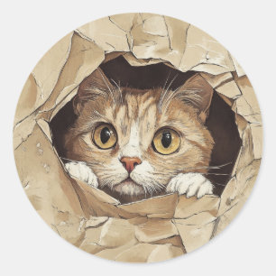 Cute and Playful Kitten Classic Round Sticker
