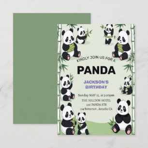 cute and playful panda birthday invitation