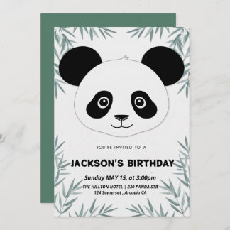 Cute and playful panda-themed birthday  invitation