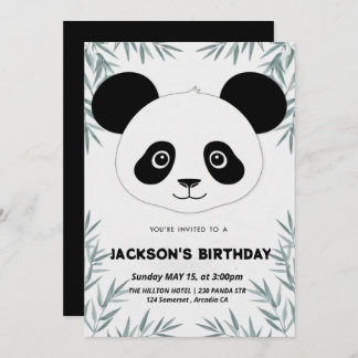 Cute and playful panda-themed birthday  invitation