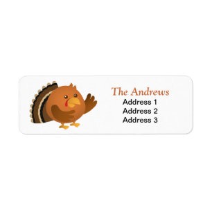 Cute and Plump Turkey for Thanksgiving Return Address Label