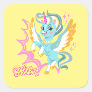 Cute and powerful unicorn square sticker