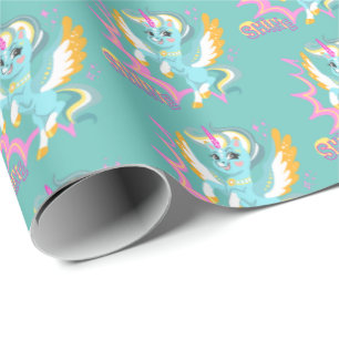 Cute and powerful unicorn wrapping paper