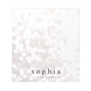 Cute and Pretty White Bokeh Glitter Notepad