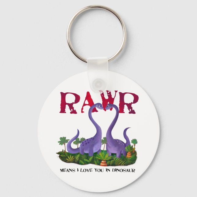 Cute and Romantic Dinos - Rawr Key Ring (Front)