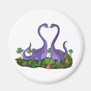 Cute and Romantic Dinosaurs Magnet