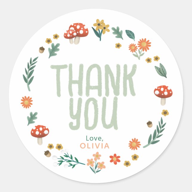 Cute and Rustic Baby Shower Woodland Favour Classic Round Sticker (Front)
