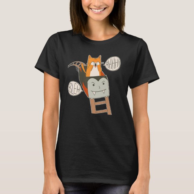 Cute and Scared Roller Coaster Cat T-Shirt (Front)