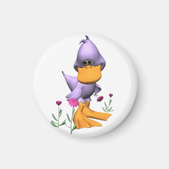 Cute and Shy Purple Cartoon Duck Magnet (Front)