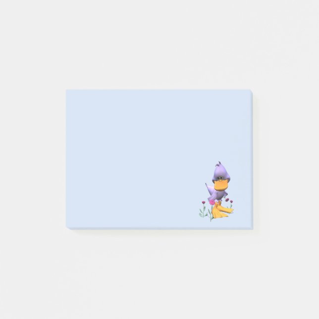 Cute and Shy Purple Cartoon Duck Post-it Notes (Front)