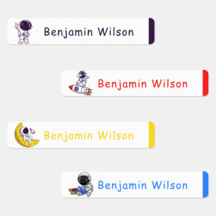 Cute and Simple Astronaut Custom Kids Name Labels
