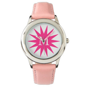 Cute and Simple Girl's Initial Hot Pink Star Watch