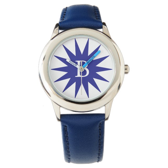 Cute and Simple Initial Deep Blue Star Watch (Front)