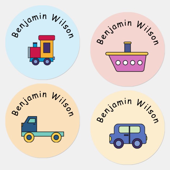 Cute and Simple Transportation Custom Name Kids (Group)