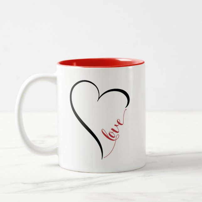 Cute and simple valentines day Two-Tone coffee mug (Left)