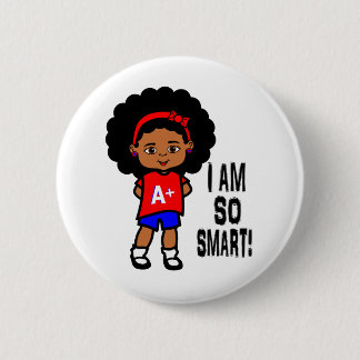 Cute and Smart African American Girl Button