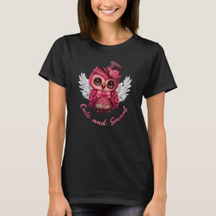 Cute and Smart Pink Owl Angel in a Top Hat and Bow