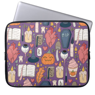 Cute and spookie seamless Halloween pattern with p Laptop Sleeve