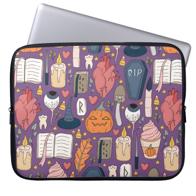 Cute and spookie seamless Halloween pattern with p Laptop Sleeve (Front)