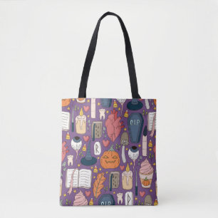 Cute and spookie seamless Halloween pattern with p Tote Bag
