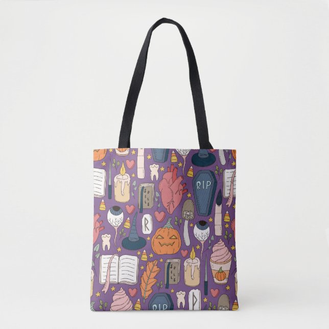 Cute and spookie seamless Halloween pattern with p Tote Bag (Front)