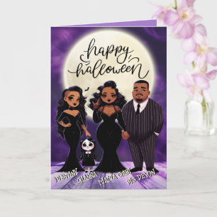 Cute and Spooky Ethnic Family Halloween Card
