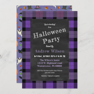 Cute And Spooky Halloween Chalkboard Invitation